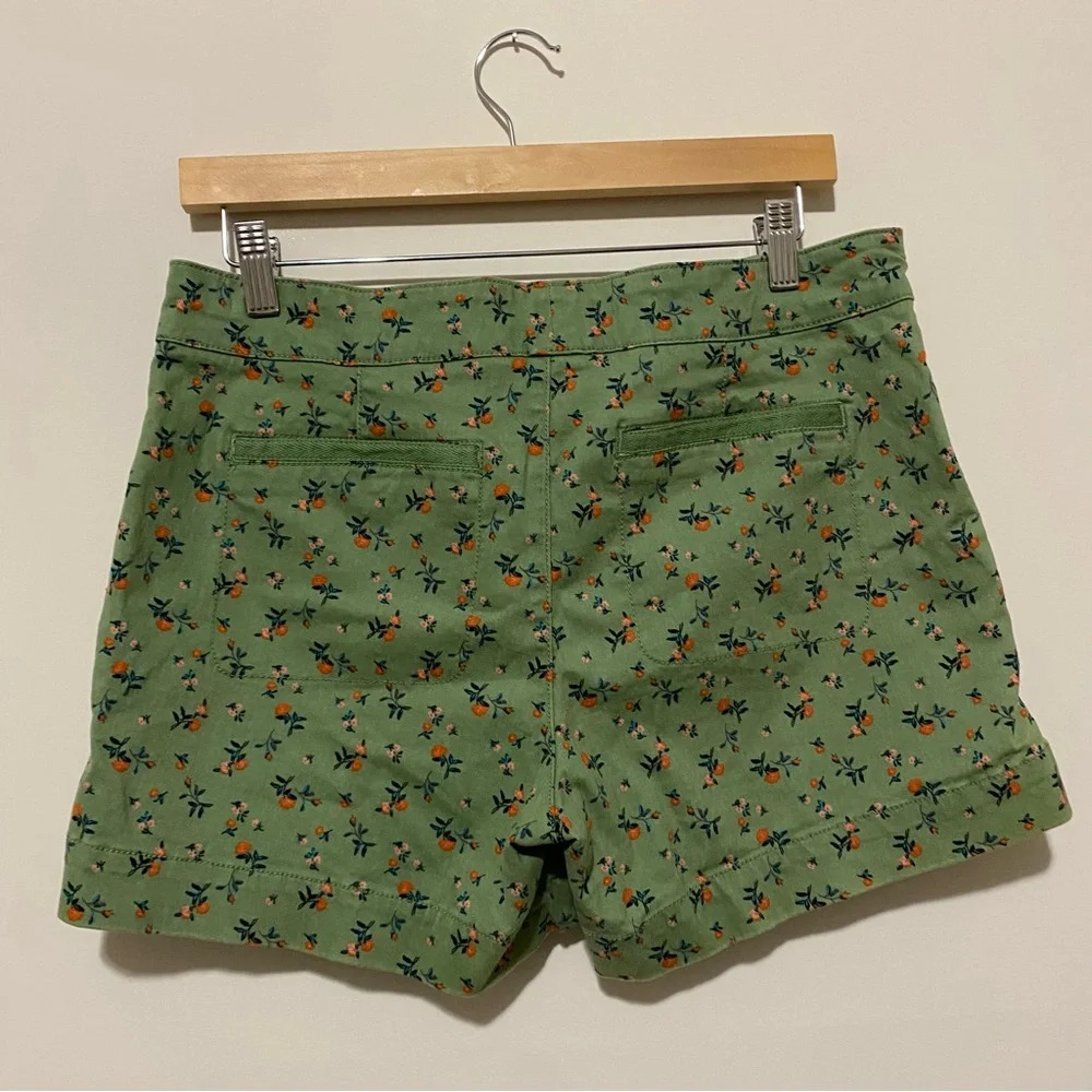 Anthropologie Green and Orange Bermudas with Botanical Print - Picture 7 of 9